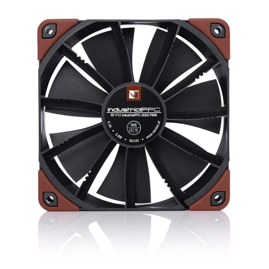 Noctua NF-F12 iPPC 3000 PWM, 4-Pin, Heavy Duty Cooling Fan with 3000RPM (120mm, Black)