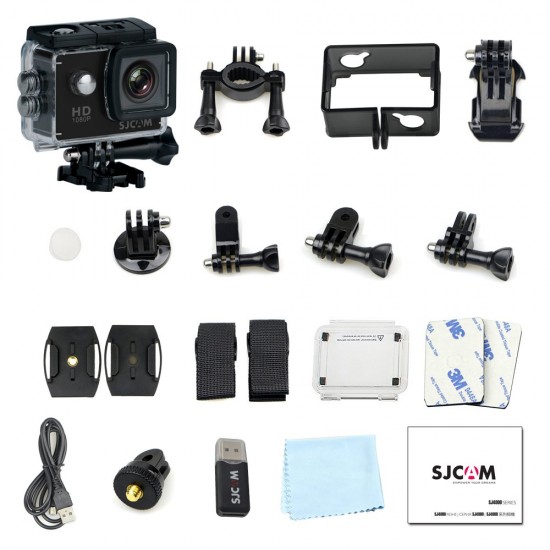 SJCAM SJ4000 WiFi 12MP Optical Full HD WiFi Sports Action Camera 170°Wide FOV 30M Waterproof DV Camcorder, Black