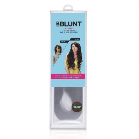 BBlunt B Long Length and Volume Clip on Hair Extension, Natural Brown