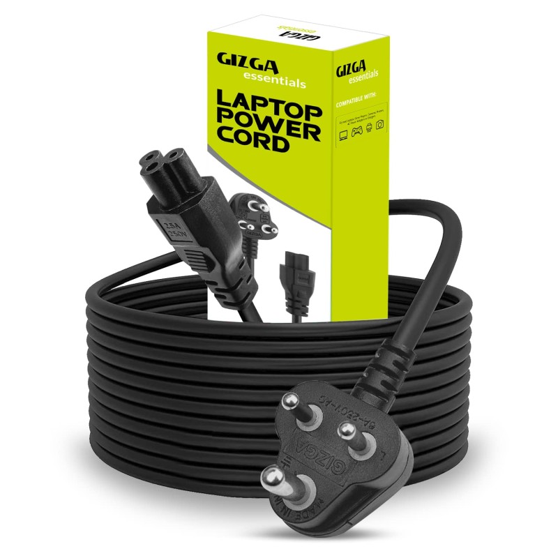 Gizga Essentials Laptop Power Cable Cord- 3 Pin Adapter (ISI Certified, 1 meter /3.3 Feet) Gizga Essentials Laptop Power Cable Cord- 3 Pin Adapter (ISI Certified, 1 meter /3.3 Feet)
