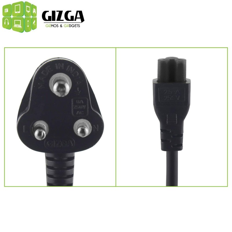 Gizga Essentials Laptop Power Cable Cord- 3 Pin Adapter (ISI Certified, 1 meter /3.3 Feet) Gizga Essentials Laptop Power Cable Cord- 3 Pin Adapter (ISI Certified, 1 meter /3.3 Feet)