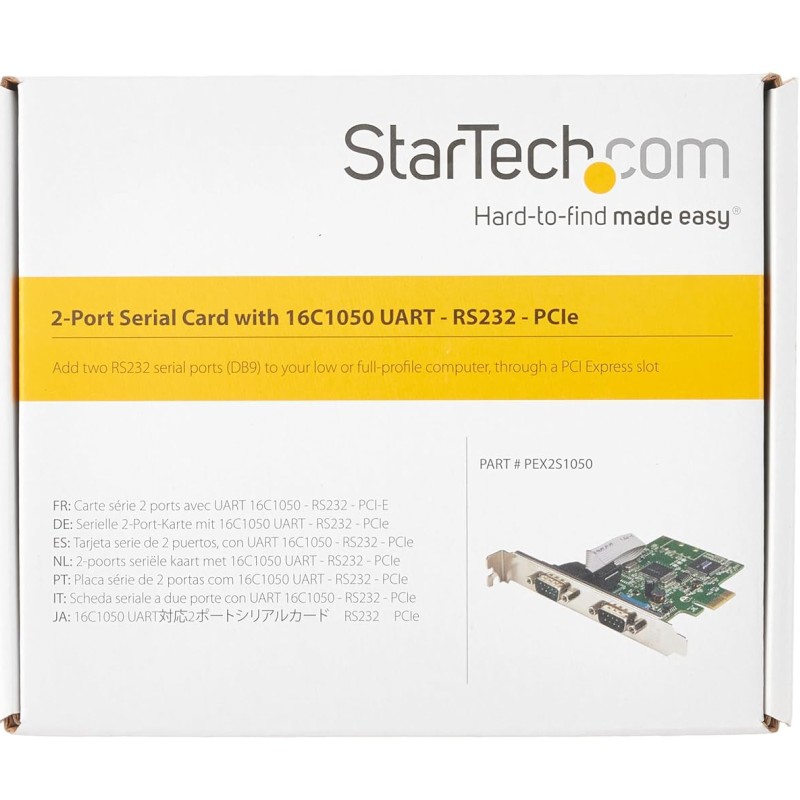 StarTech.com PCI Express Serial Card � 2 Port � Dual Channel 16C1050 UART � Serial Port PCI Card � Serial Expansion Card StarTech.com PCI Express Serial Card � 2 Port � Dual Channel 16C1050 UART � Serial Port PCI Card � Serial Expansion Card