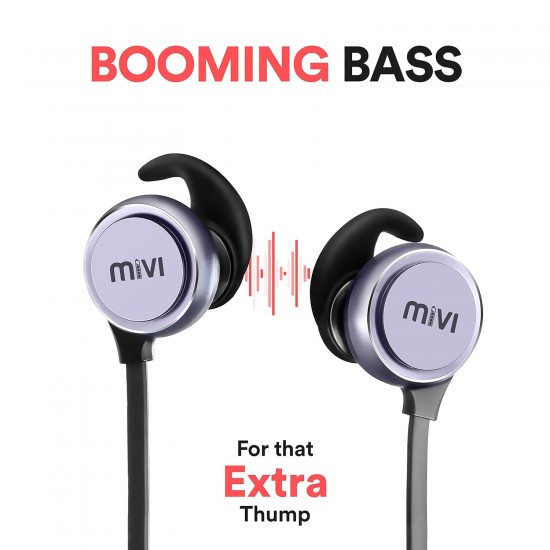 Mivi Thunder Beats Wireless Bluetooth Earphones with Stereo Sound and Hands-Free Mic (Gun Metal)