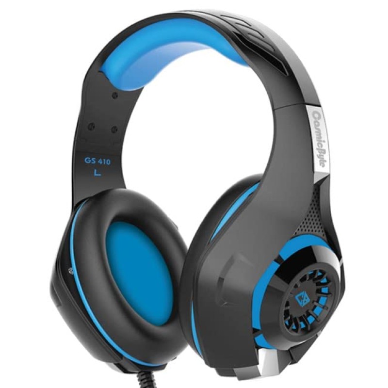 Cosmic Byte GS410 Wired Over-ear Headphones with Mic (Black/Blue, Pack Of 1)