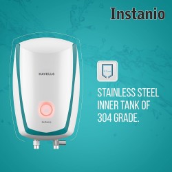 Havells Instanio 1-Litre 3KW Instant Water Heater (Geyser), White Blue, Wall Mounting