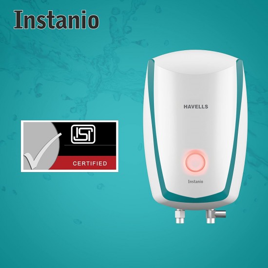 Havells Instanio 1-Litre 3KW Instant Water Heater (Geyser), White Blue, Wall Mounting