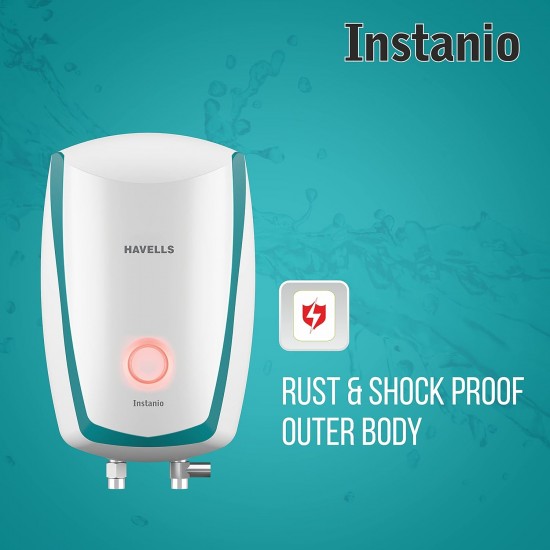 Havells Instanio 1-Litre 3KW Instant Water Heater (Geyser), White Blue, Wall Mounting