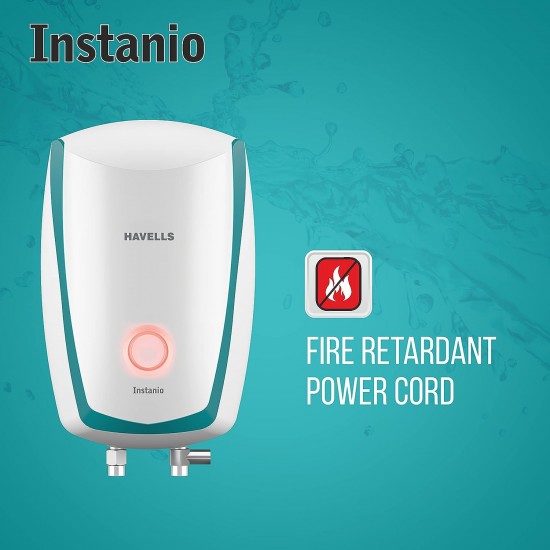 Havells Instanio 1-Litre 3KW Instant Water Heater (Geyser), White Blue, Wall Mounting