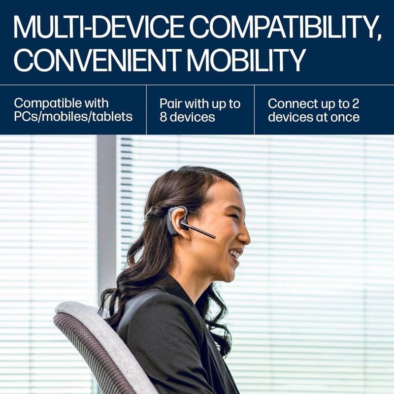 Poly Voyager 5200 Wireless Headset,Single-Ear W/Noise-Canceling Mic - Black Poly Voyager 5200 Wireless Headset,Single-Ear W/Noise-Canceling Mic - Black