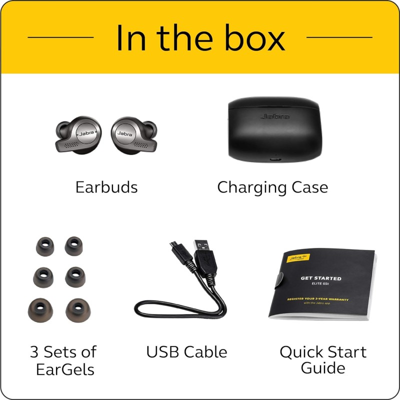 Jabra Elite 65t Alexa Enabled True Wireless Earbuds with Charging CaseÂ �€“ Titanium Black