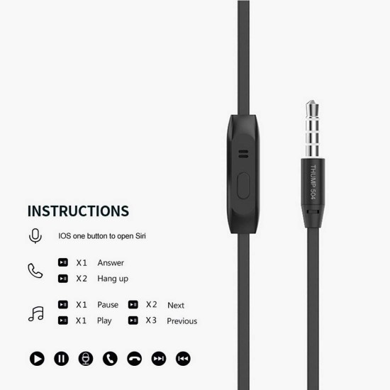 Ant Audio Thump 504 Wired Portable Hi-Fi Earphone with Mic (Black)