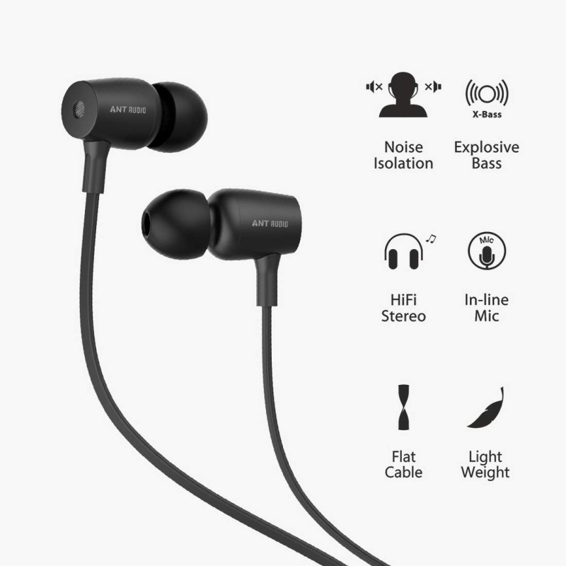 Ant Audio Thump 504 Wired Portable Hi-Fi Earphone with Mic (Black) Ant Audio Thump 504 Wired Portable Hi-Fi Earphone with Mic (Black)