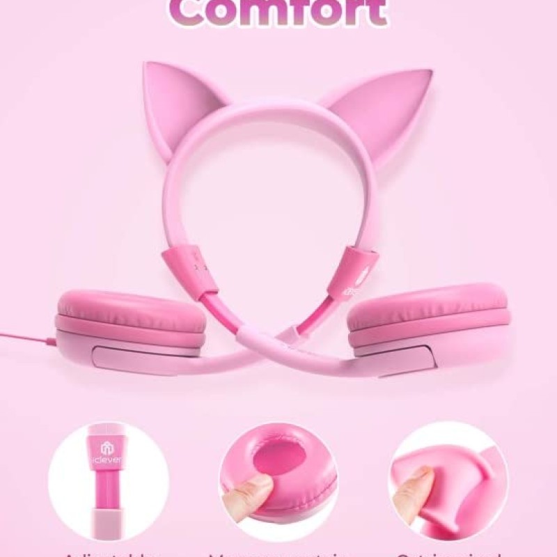 iClever Kids Headphones for Girls, On Ear Headphones Birthday Gift for Girls iClever Kids Headphones for Girls, On Ear Headphones Birthday Gift for Girls