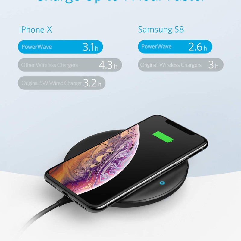 Anker Wireless Charger, PowerWave 7.5 Pad with Internal Cooling Fan Anker Wireless Charger, PowerWave 7.5 Pad with Internal Cooling Fan