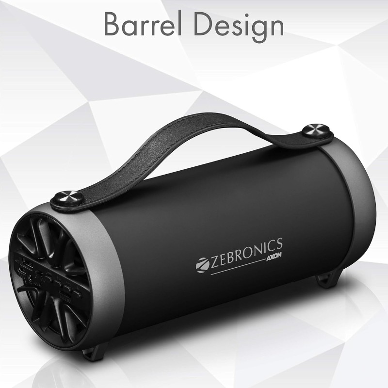 Zebronics ZEB-AXON Wireless Bluetooth 10W Barrel Finish Portable Speaker With Supporting Handy Strap, USB, SD Card, AUX & FM Zebronics ZEB-AXON Wireless Bluetooth 10W Barrel Finish Portable Speaker With Supporting Handy Strap, USB, SD Card, AUX & FM