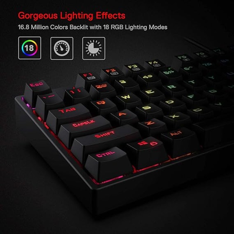 Redragon SU-RARA K582 RGB LED Backlit Mechanical Gaming Wired Keyboard with 104 Keys, Black Redragon SU-RARA K582 RGB LED Backlit Mechanical Gaming Wired Keyboard with 104 Keys, Black