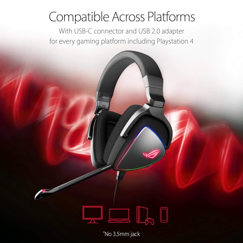 Asus Rog Delta Wired On Ear Headphones with Mic Asus Rog Delta Wired On Ear Headphones with Mic