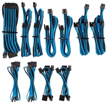 CORSAIR Premium Individually Sleeved PSU Cables Pro Kit � Blue/Black, for Corsair PSUs