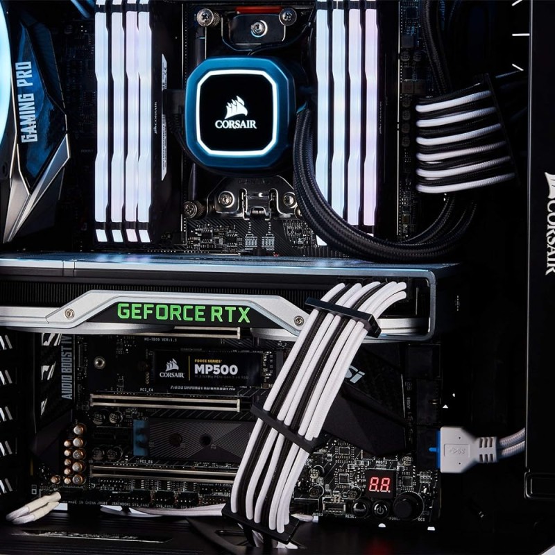 CORSAIR Premium Individually Sleeved PSU Cables Pro Kit� White/Black CORSAIR Premium Individually Sleeved PSU Cables Pro Kit� White/Black