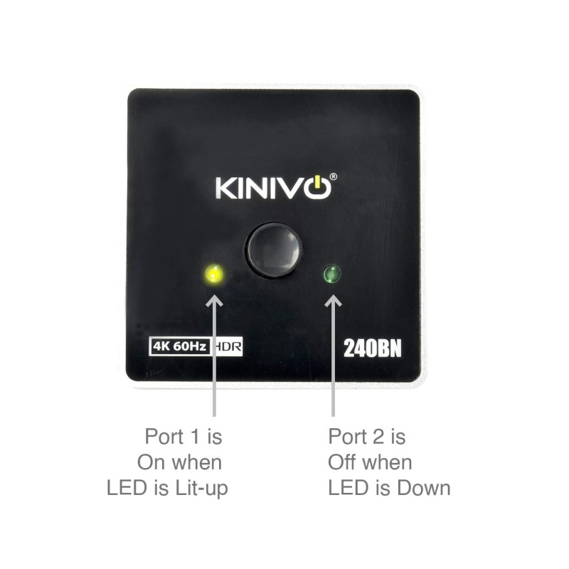 Kinivo Premium 4K HDMI Switch/Splitter HDMI Switcher - Supports 4K @ 60Hz, 3D, Full HD and Ultra HD (240BN - 2 Port) Kinivo Premium 4K HDMI Switch/Splitter HDMI Switcher - Supports 4K @ 60Hz, 3D, Full HD and Ultra HD (240BN - 2 Port)