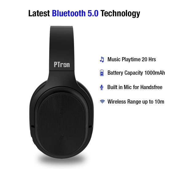 pTron Studio Pro Soundster Hi-Fi Over The Ear Wireless Bluetooth - (Black)