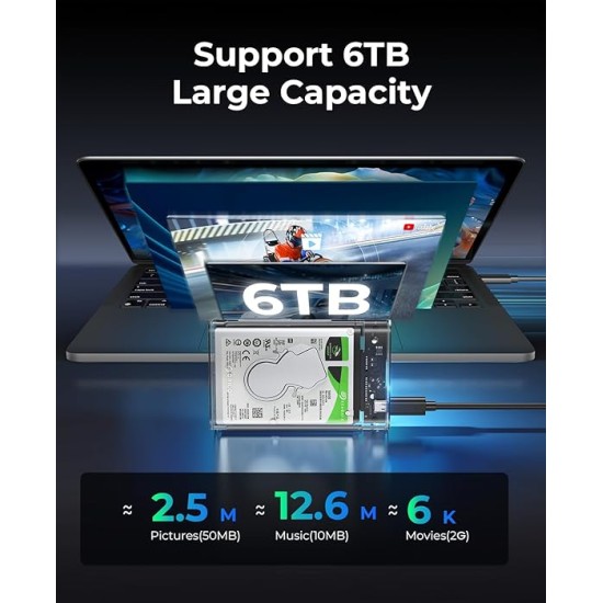 ORICO 2.5'' Hard Drive Enclosure Type-C USB 3.1 Gen2 to SATA 6Gbps Computer External HDD Enclosure