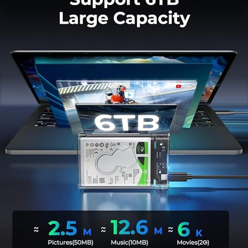 ORICO 2.5'' Hard Drive Enclosure Type-C USB 3.1 Gen2 to SATA 6Gbps Computer External HDD Enclosure