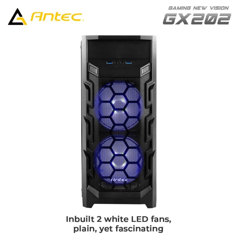 Antec GX202 Mid-Tower ATX Computer Cabinet/Gaming Case | 3 HDD and 4 SSD mounts
