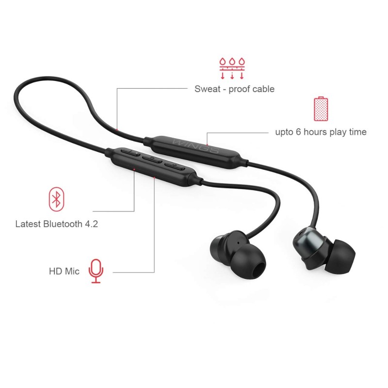 Wings Ultimo Bluetooth Wireless Earphones with Extra Bass Wings Ultimo Bluetooth Wireless Earphones with Extra Bass