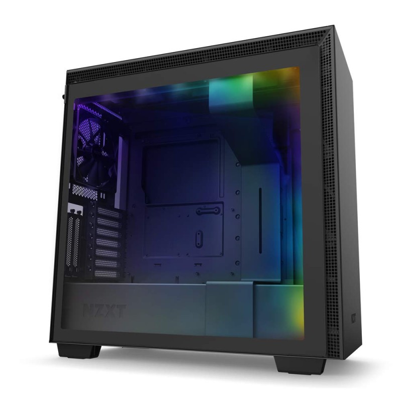 NZXT H710i - ATX Mid Tower PC Gaming Case - Black - Front I/O USB Type-C Port - Quick-Release Tempered Glass Side Panel - Vertical GPU Mount - Integrated RGB Lighting - Water-Cooling Ready NZXT H710i - ATX Mid Tower PC Gaming Case - Black - Front I/O USB Type-C Port - Quick-Release Tempered Glass Side Panel - Vertical GPU Mount - Integrated RGB Lighting - Water-Cooling Ready