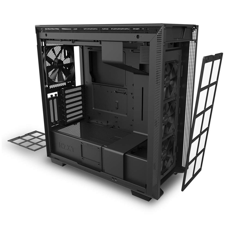 NZXT H710i - ATX Mid Tower PC Gaming Case - Black - Front I/O USB Type-C Port - Quick-Release Tempered Glass Side Panel - Vertical GPU Mount - Integrated RGB Lighting - Water-Cooling Ready NZXT H710i - ATX Mid Tower PC Gaming Case - Black - Front I/O USB Type-C Port - Quick-Release Tempered Glass Side Panel - Vertical GPU Mount - Integrated RGB Lighting - Water-Cooling Ready