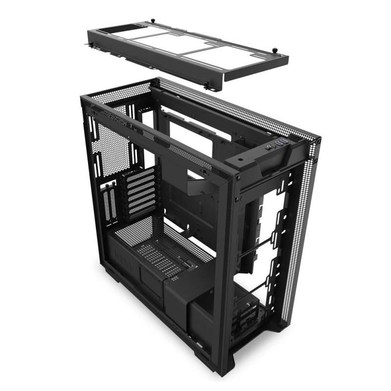 NZXT H710i - ATX Mid Tower PC Gaming Case - Black - Front I/O USB Type-C Port - Quick-Release Tempered Glass Side Panel - Vertical GPU Mount - Integrated RGB Lighting - Water-Cooling Ready NZXT H710i - ATX Mid Tower PC Gaming Case - Black - Front I/O USB Type-C Port - Quick-Release Tempered Glass Side Panel - Vertical GPU Mount - Integrated RGB Lighting - Water-Cooling Ready