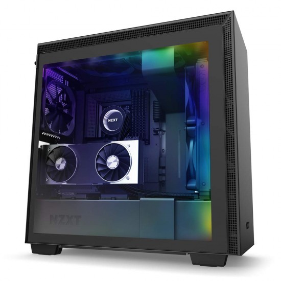 NZXT H710i - ATX Mid Tower PC Gaming Case - Black - Front I/O USB Type-C Port - Quick-Release Tempered Glass Side Panel - Vertical GPU Mount - Integrated RGB Lighting - Water-Cooling Ready