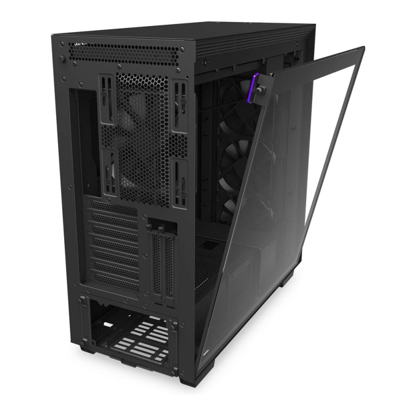 NZXT H710i - ATX Mid Tower PC Gaming Case - Black - Front I/O USB Type-C Port - Quick-Release Tempered Glass Side Panel - Vertical GPU Mount - Integrated RGB Lighting - Water-Cooling Ready NZXT H710i - ATX Mid Tower PC Gaming Case - Black - Front I/O USB Type-C Port - Quick-Release Tempered Glass Side Panel - Vertical GPU Mount - Integrated RGB Lighting - Water-Cooling Ready