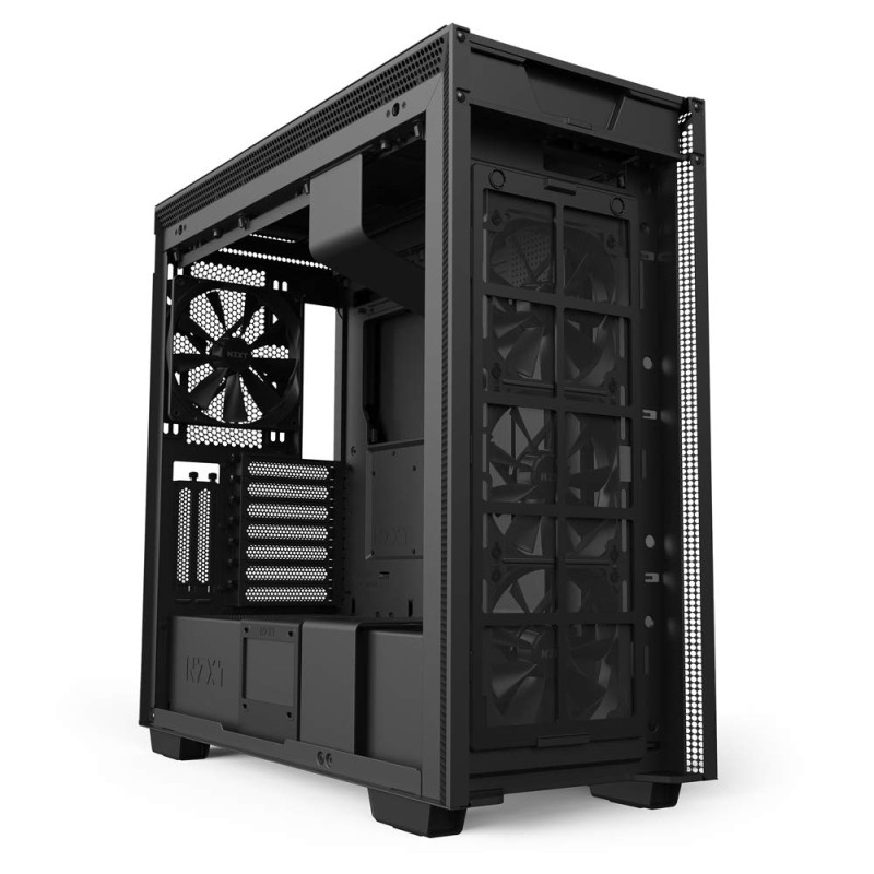 NZXT H710i - ATX Mid Tower PC Gaming Case - Black - Front I/O USB Type-C Port - Quick-Release Tempered Glass Side Panel - Vertical GPU Mount - Integrated RGB Lighting - Water-Cooling Ready NZXT H710i - ATX Mid Tower PC Gaming Case - Black - Front I/O USB Type-C Port - Quick-Release Tempered Glass Side Panel - Vertical GPU Mount - Integrated RGB Lighting - Water-Cooling Ready