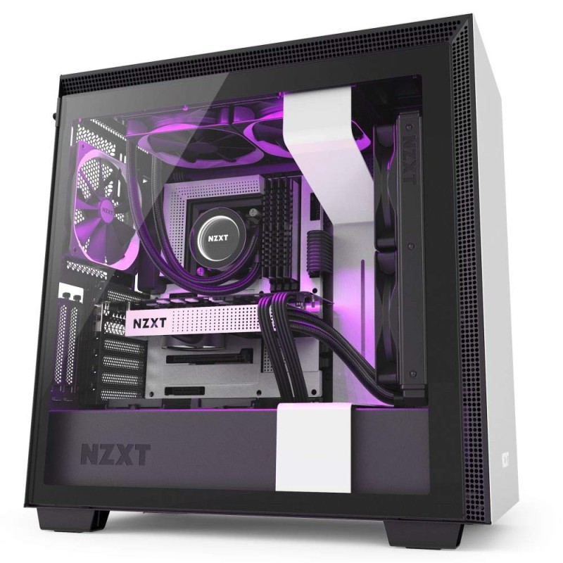 NZXT H710i - ATX Mid Tower PC Gaming Case - White/Black - Front I/O USB Type-C Port - Quick-Release Tempered Glass Side Panel - Vertical GPU Mount - I NZXT H710i - ATX Mid Tower PC Gaming Case - White/Black - Front I/O USB Type-C Port - Quick-Release Tempered Glass Side Panel - Vertical GPU Mount - I