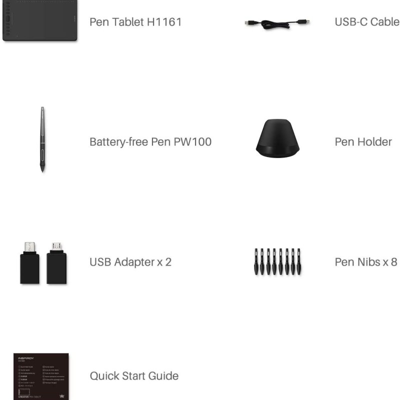 HUION Inspiroy H1161 Digital Graphics Drawing Pen Tablet