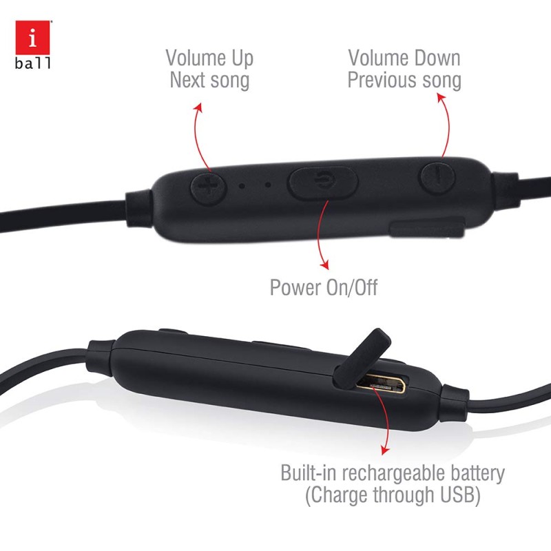iBall EarWear Sporty Wireless Bluetooth in Ear Headset with Mic (Full Black) iBall EarWear Sporty Wireless Bluetooth in Ear Headset with Mic (Full Black)