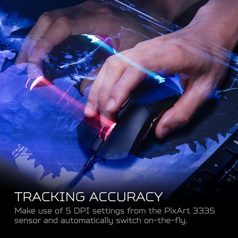 Acer Predator Cestus 330 Gaming Mouse: 16000 On-The-Fly DPI - RGB Lighting - 7 - Black Acer Predator Cestus 330 Gaming Mouse: 16000 On-The-Fly DPI - RGB Lighting - 7 - Black