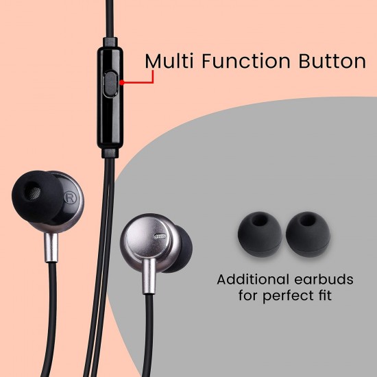 ZEBRONICS Zeb-Addiction Wired Earphone with Mic (Black)