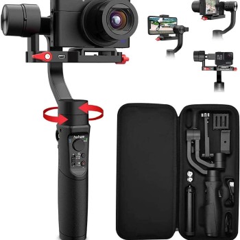 All in 1 3-Axis Gimbal Stabilizer for Compact Camera Action Camera and Smartphone, Compatible