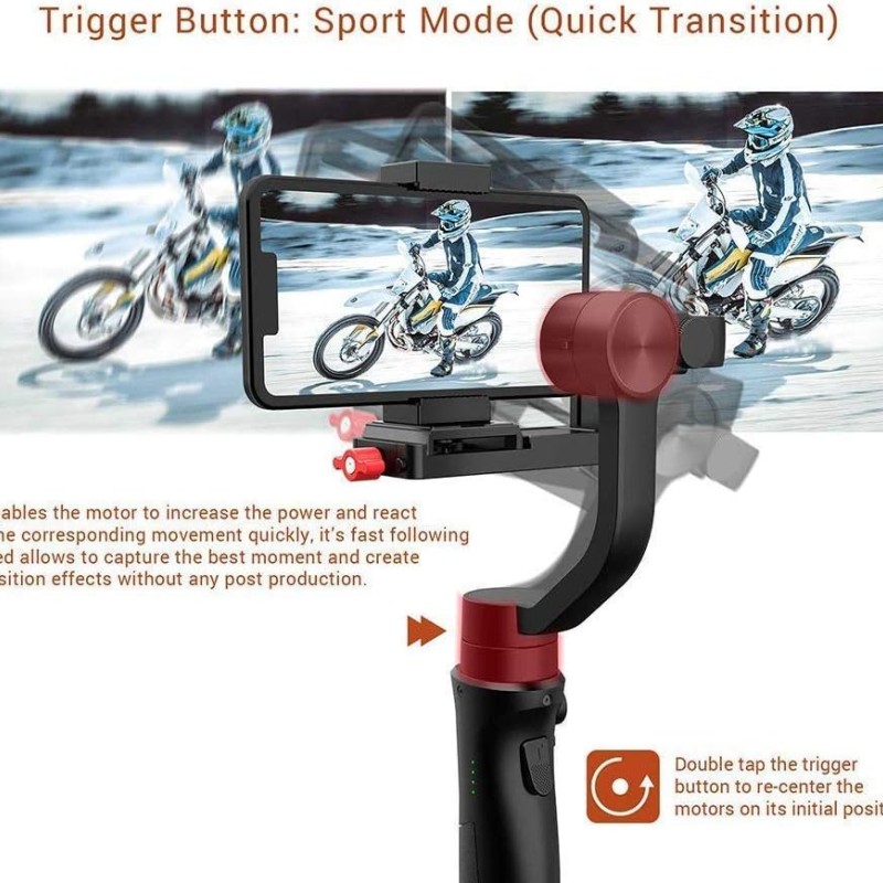 All in 1 3-Axis Gimbal Stabilizer for Compact Camera Action Camera and Smartphone, Compatible