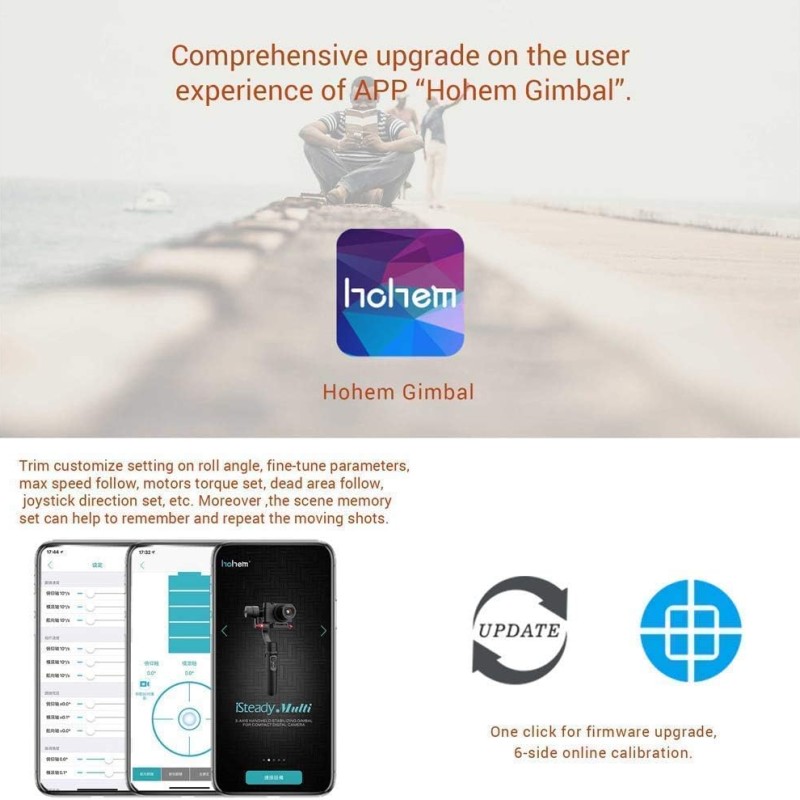 All in 1 3-Axis Gimbal Stabilizer for Compact Camera Action Camera and Smartphone, Compatible