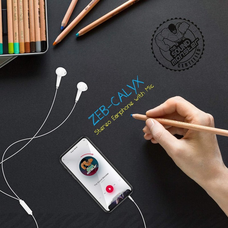 ZEBRONICS Zeb-Calyx Wired in Ear Earphone with Mic (White) ZEBRONICS Zeb-Calyx Wired in Ear Earphone with Mic (White)