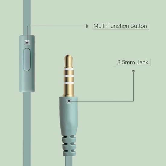 Zebronics Zeb-Protect Wired Earphone with Call Function(Green)