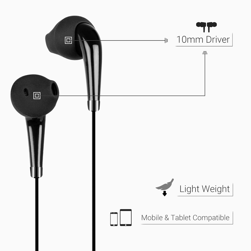Zebronics Zeb-Calyx Wired in Ear Earphones with Mic (Black) Zebronics Zeb-Calyx Wired in Ear Earphones with Mic (Black)