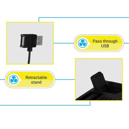 Zebronics Zeb- NC1200 USB Powered Laptop Cooling Pad with 125mm Fan, Pass Through USB Connector and Blue LED Lights