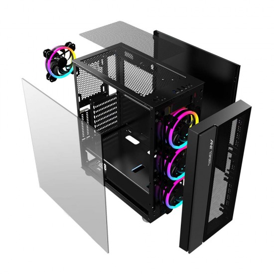 Ant Esports ICE-511MT Mid Tower Mesh Gaming Cabinet Computer Case Supports 