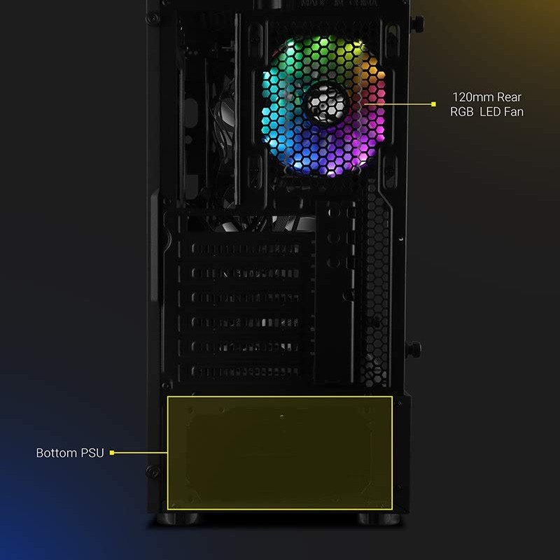 Zebronics Zeb-Sonic PRO Premium Gaming Cabinet Comes with Tempered Glass Front & Side Panel,120mm Rear & Front RGB LED Fan Zebronics Zeb-Sonic PRO Premium Gaming Cabinet Comes with Tempered Glass Front & Side Panel,120mm Rear & Front RGB LED Fan