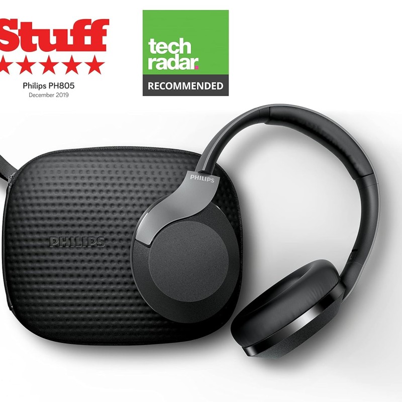 Philips Audio Performance PH805BK Wireless Over the Ear Headphone with Mic (Black)